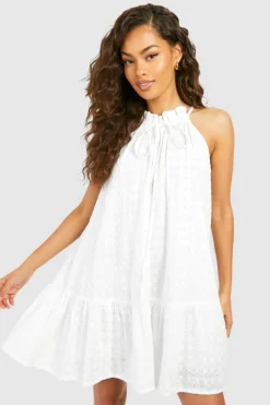 Smock Dresses*boohoo Broderie Mini Dress white
