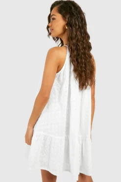 Smock Dresses*boohoo Broderie Mini Dress white
