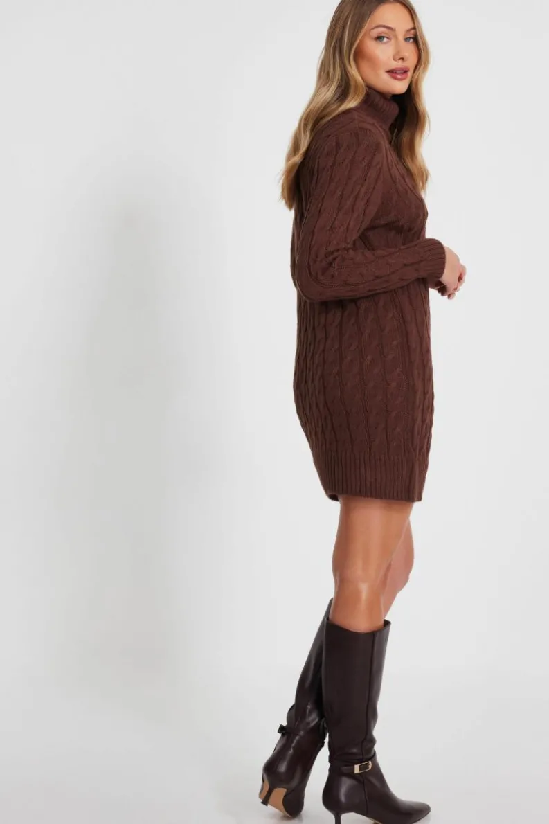 Jumper Dresses|Jumper Dresses*Quiz Cable Knit Jumper Dress Brown