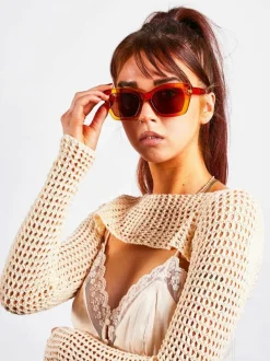 Sunglasses*SVNX Cat Eye Angular Sunglasses Brown