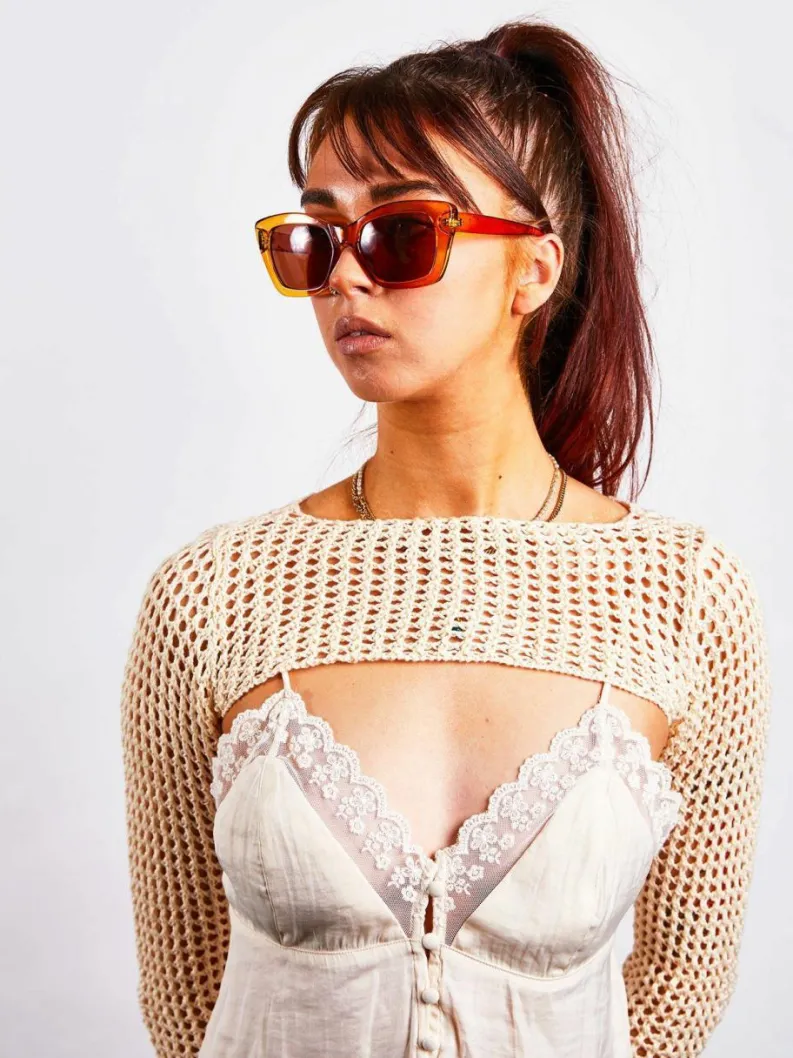 Sunglasses*SVNX Cat Eye Angular Sunglasses Brown