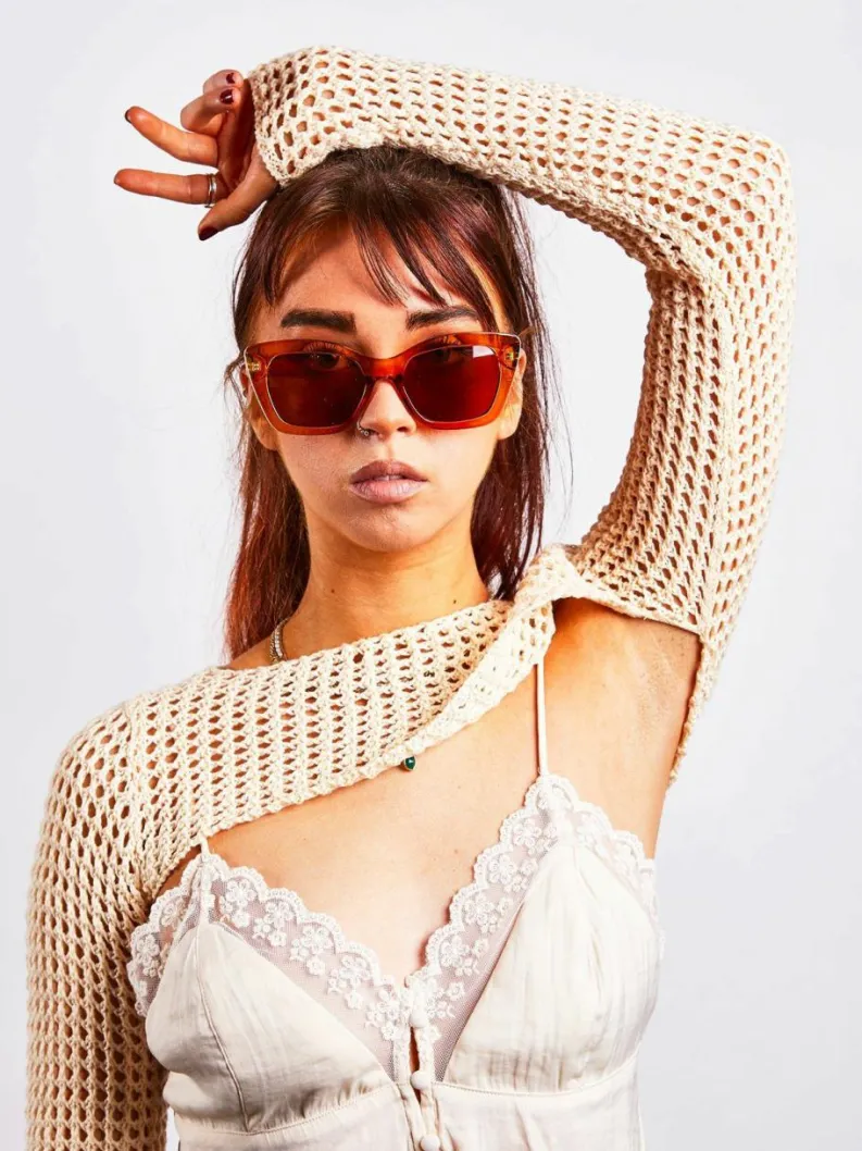 Sunglasses*SVNX Cat Eye Angular Sunglasses Brown