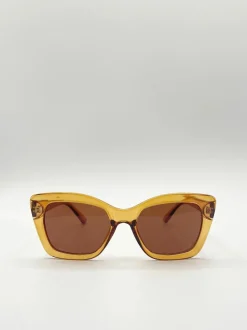 Sunglasses*SVNX Cat Eye Angular Sunglasses Brown