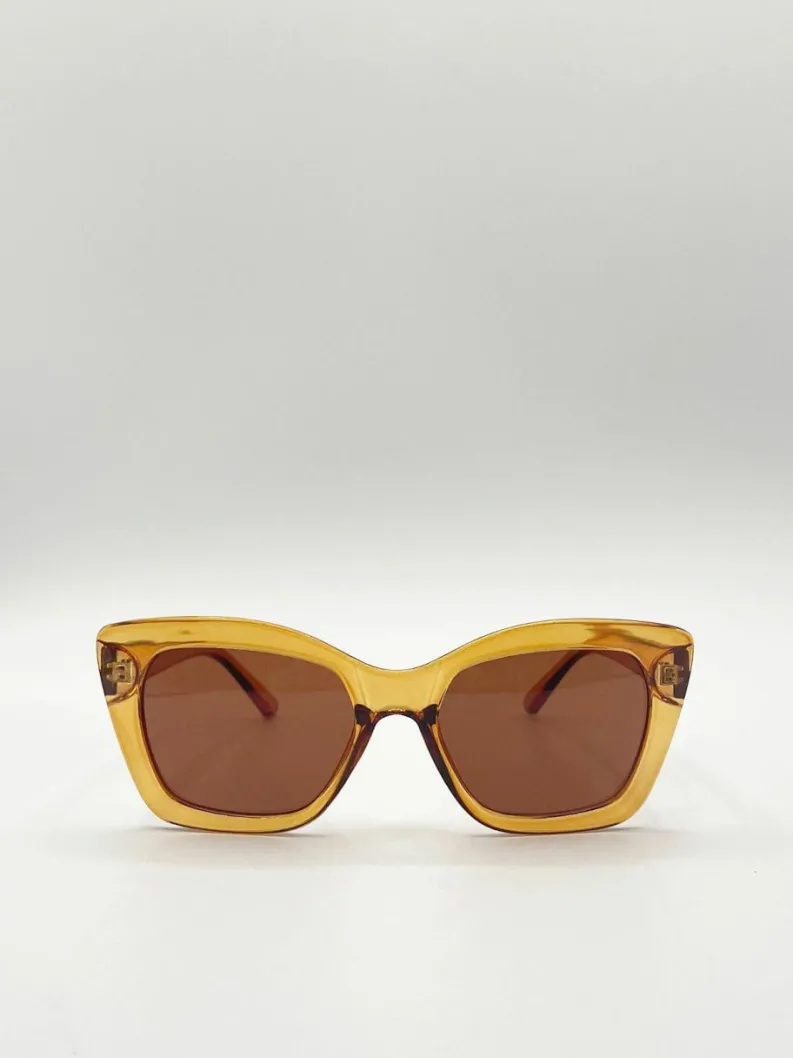 Sunglasses*SVNX Cat Eye Angular Sunglasses Brown
