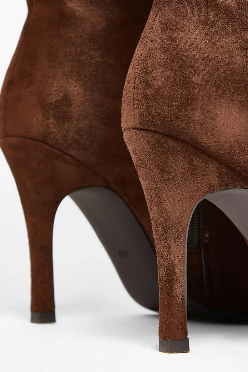 Heeled Boots*Quiz Faux Suede Heeled Boots Brown