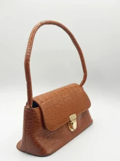 Shoulder Bags|Handbags*SVNX Moc Croc PU Shoulder Bag With Clasp Brown