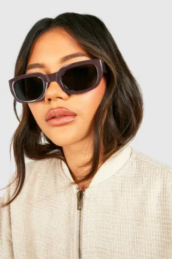 Sunglasses*boohoo Rectangular Frame Sunglasses brown