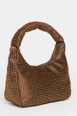 Handbags|Clutch Bags*Quiz Satin Diamante Bag Brown