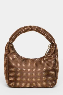 Handbags|Clutch Bags*Quiz Satin Diamante Bag Brown