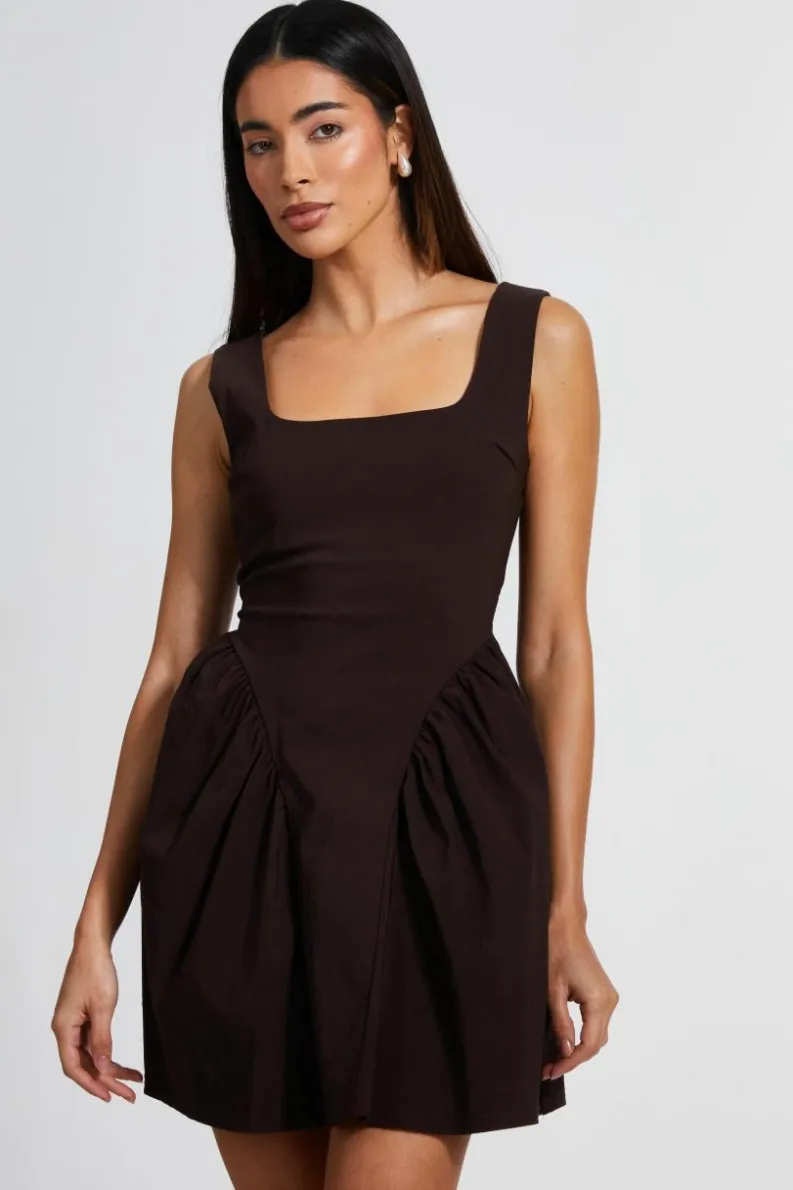 Skater Dresses*Quiz Scoop Back Skater Dress Brown