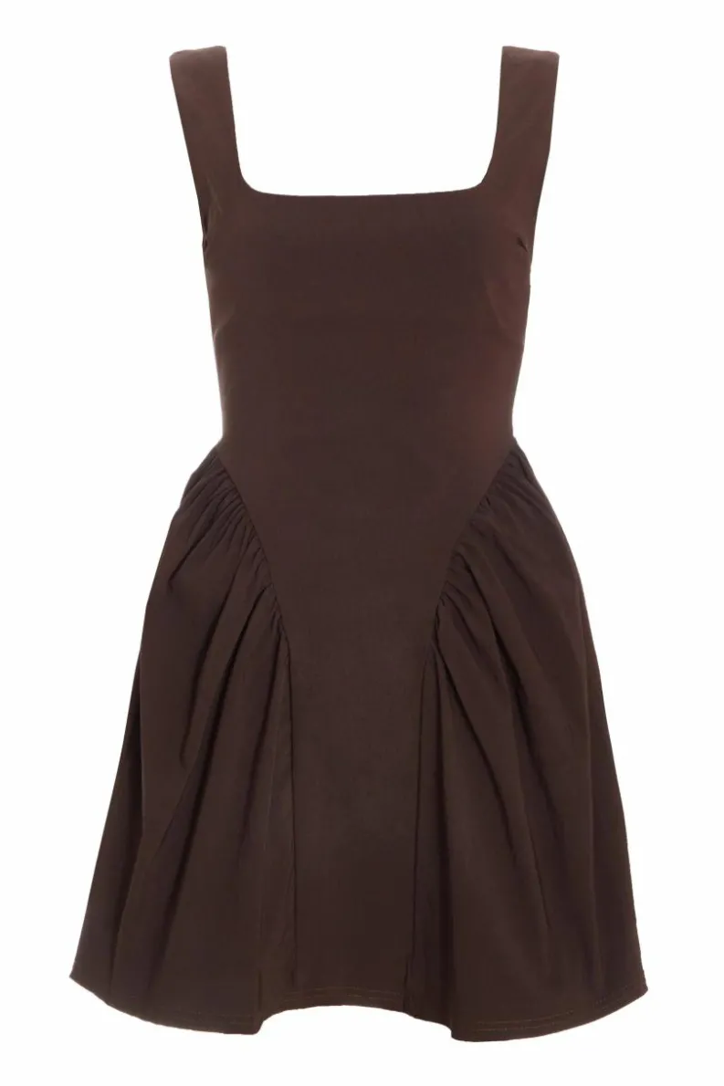 Skater Dresses*Quiz Scoop Back Skater Dress Brown