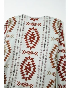 Cardigans*Azura Exchange Western Aztec Printed Open Front Long Cardigan Brown