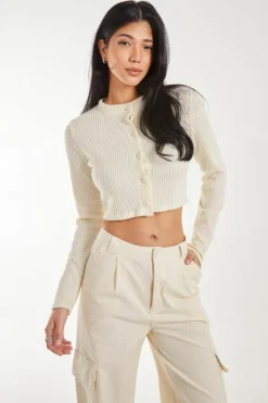 Cardigans*Pink Vanilla Brushed Long Sleeve Cardigan Ivory
