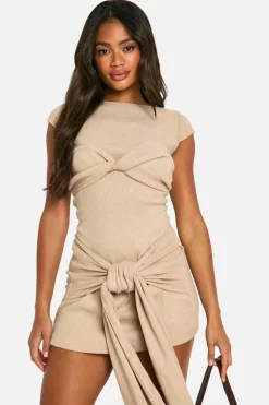 Bodycon Dresses|Mini Dresses*boohoo Brushed Rib Mini Dress stone