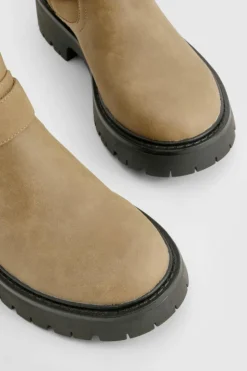 Over The Knee Boots|Knee High Boots*boohoo Buckle Detail Chunky Knee High Boot taupe