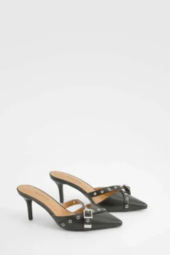 Heels*boohoo Buckle Detail Court Shoes black