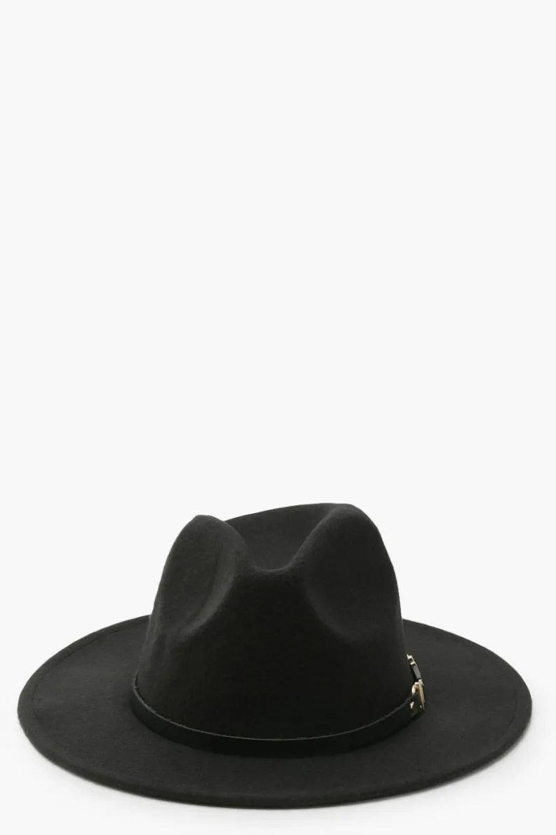 Hats & Gloves|Hats & Gloves*boohoo Buckle Detail Fedora Hat black