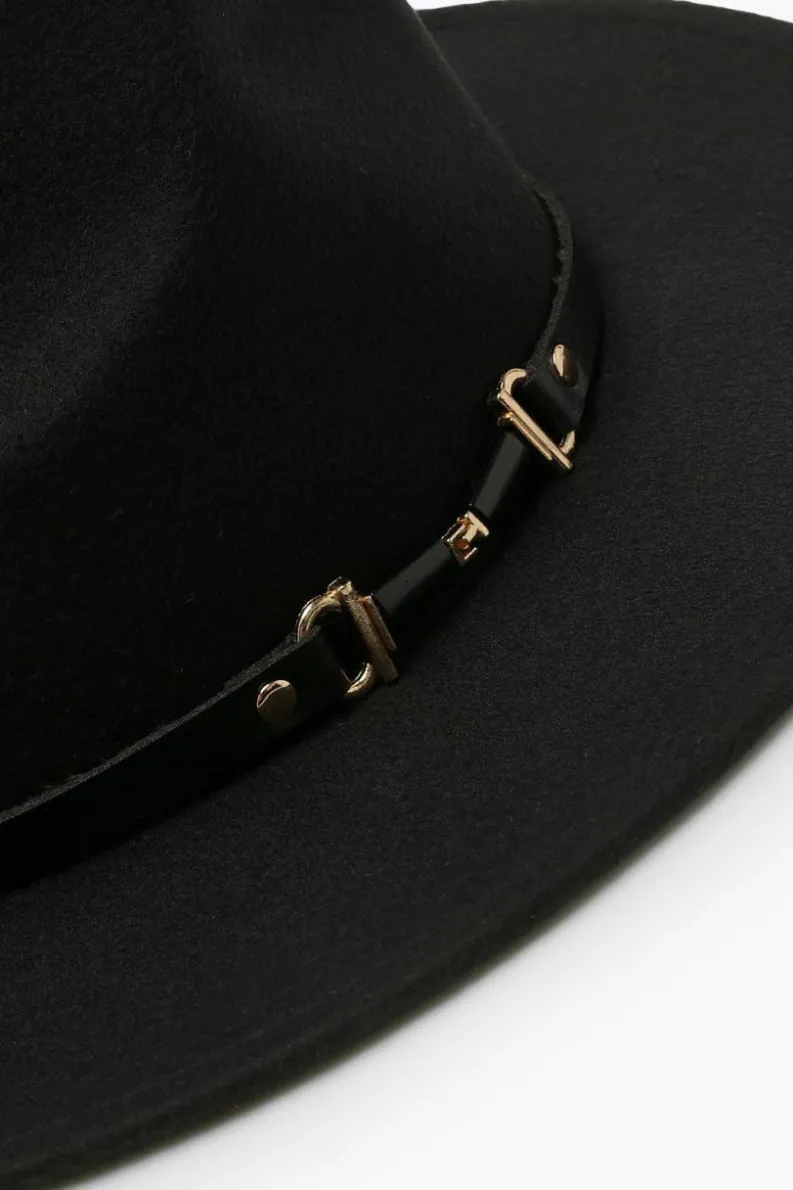 Hats & Gloves|Hats & Gloves*boohoo Buckle Detail Fedora Hat black