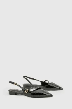 Flats*boohoo Buckle Detail Pointed Flats black