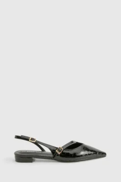 Flats*boohoo Buckle Detail Pointed Flats black