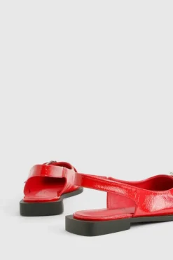 Flats*boohoo Buckle Detail Pointed Flats red