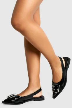 Flats*boohoo Buckle Detail Pointed Flats black
