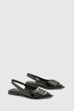 Flats*boohoo Buckle Detail Pointed Flats black