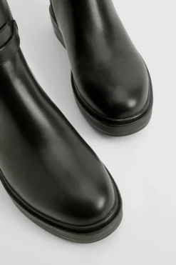Over The Knee Boots|Knee High Boots*boohoo Buckle Detail Riding Knee High Boots black