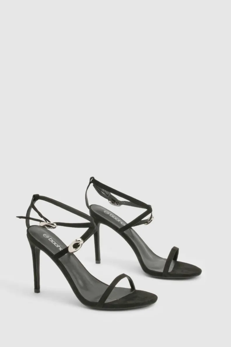Heels*boohoo Buckle Detail Round Toe Stiletto Heels black