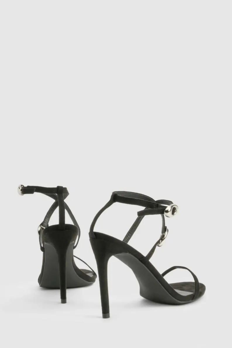 Heels*boohoo Buckle Detail Round Toe Stiletto Heels black