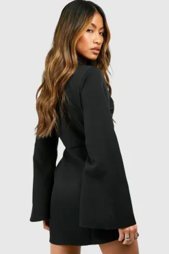 Blazer Dresses|Mini Dresses*boohoo Buckle Detail Tie Waist Tailored Blazer Dress black