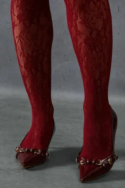 Heels*MissPap Buckle Patent Low Heels red