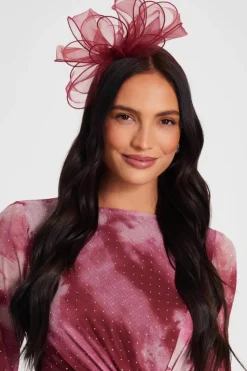Hair Accessories*Quiz Feather Headband Fascinator Burgundy