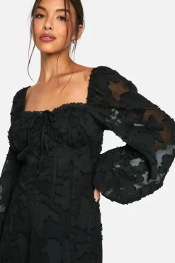 Skater Dresses|Mini Dresses*boohoo Burnout Floral Milkmaid Skater Dress black
