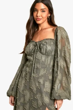 Skater Dresses|Mini Dresses*boohoo Burnout Floral Milkmaid Skater Dress dark olive