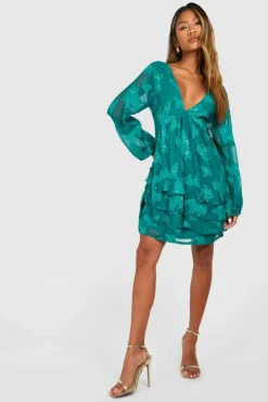 Smock Dresses*boohoo Burnout Floral Smock Dress green