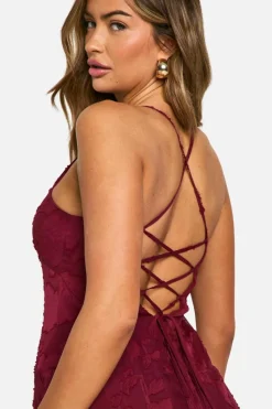 Maxi Dresses*boohoo Burnout Floral Tie Back Maxi Dress wine