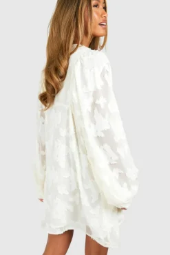 Smock Dresses*boohoo Burnout Floral Tie Front Smock Dress cream