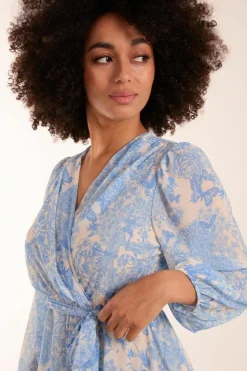 Wrap Dresses*Blue Vanilla Butterfly Floral Wrap Dress Blue