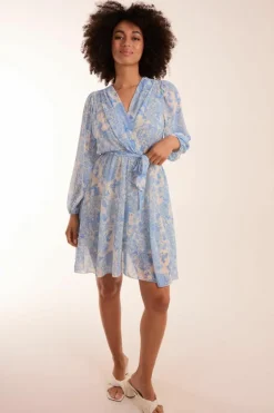 Wrap Dresses*Blue Vanilla Butterfly Floral Wrap Dress Blue