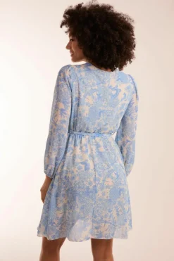 Wrap Dresses*Blue Vanilla Butterfly Floral Wrap Dress Blue