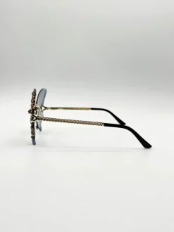 Sunglasses*SVNX Butterfly Lens with Crystal Detail in Blue