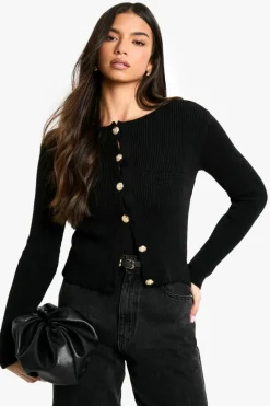 Cardigans|Knitwear*boohoo Button Detail Knitted Cardigan black