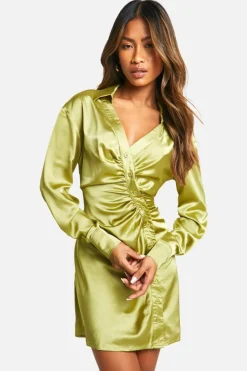Shirt Dresses*boohoo Button Down Shirt Dress olive