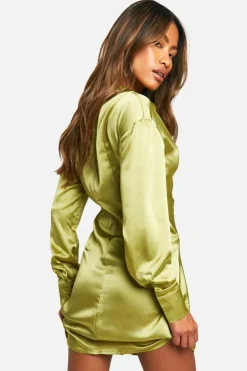 Shirt Dresses*boohoo Button Down Shirt Dress olive