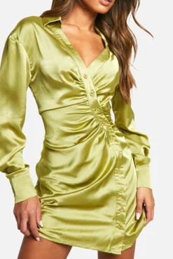 Shirt Dresses*boohoo Button Down Shirt Dress olive