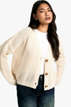 Cardigans*boohoo Button Through Cardigan cream