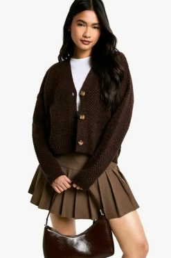 Cardigans*boohoo Button Through Cardigan chocolate