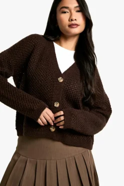 Cardigans*boohoo Button Through Cardigan chocolate