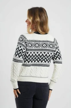 Cardigans*Brave Soul Button Through Fairisle Cable Knit Cardigan Cream